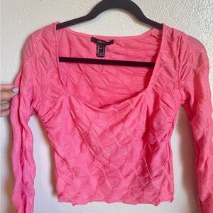 Forever 21 Vibrant Pink Textured Blouse